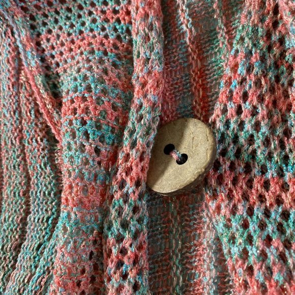 Krazy Kat Womens NWT Pink and Blue Long Line Cardigan with Glitter Size XXL - Picture 7 of 12